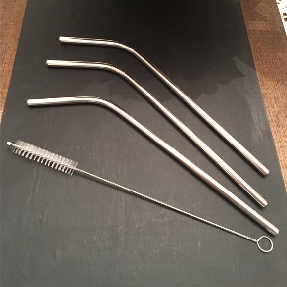 Brand New! 3 STAINLESS STEEL STRAWS with Cleaner - Picture 2 of 7